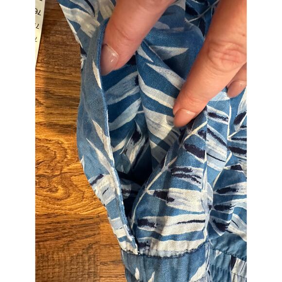 Jones New York Palm Print Linen Blend Cropped Pants – Blue | Women’s Sz L NWOT - Picture 5 of 9